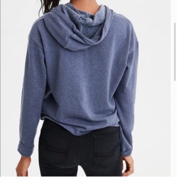 American Eagle Outfitters Ahh-mazingly Soft Hoodie Blue Stripes Sweatshirt - Picture 2 of 9
